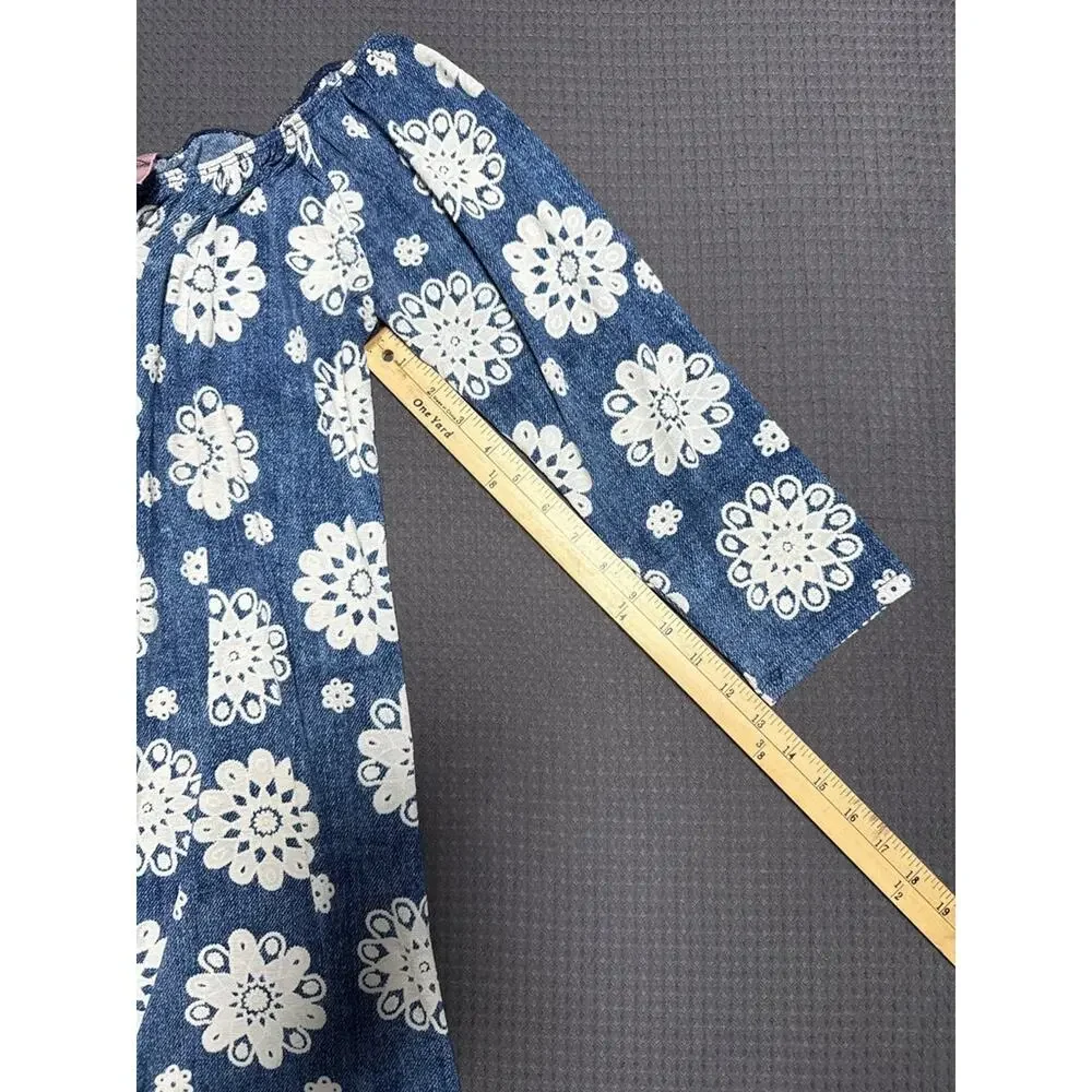 Pink Coconut Blue Floral Lace Hem Dress - Picture 7 of 8